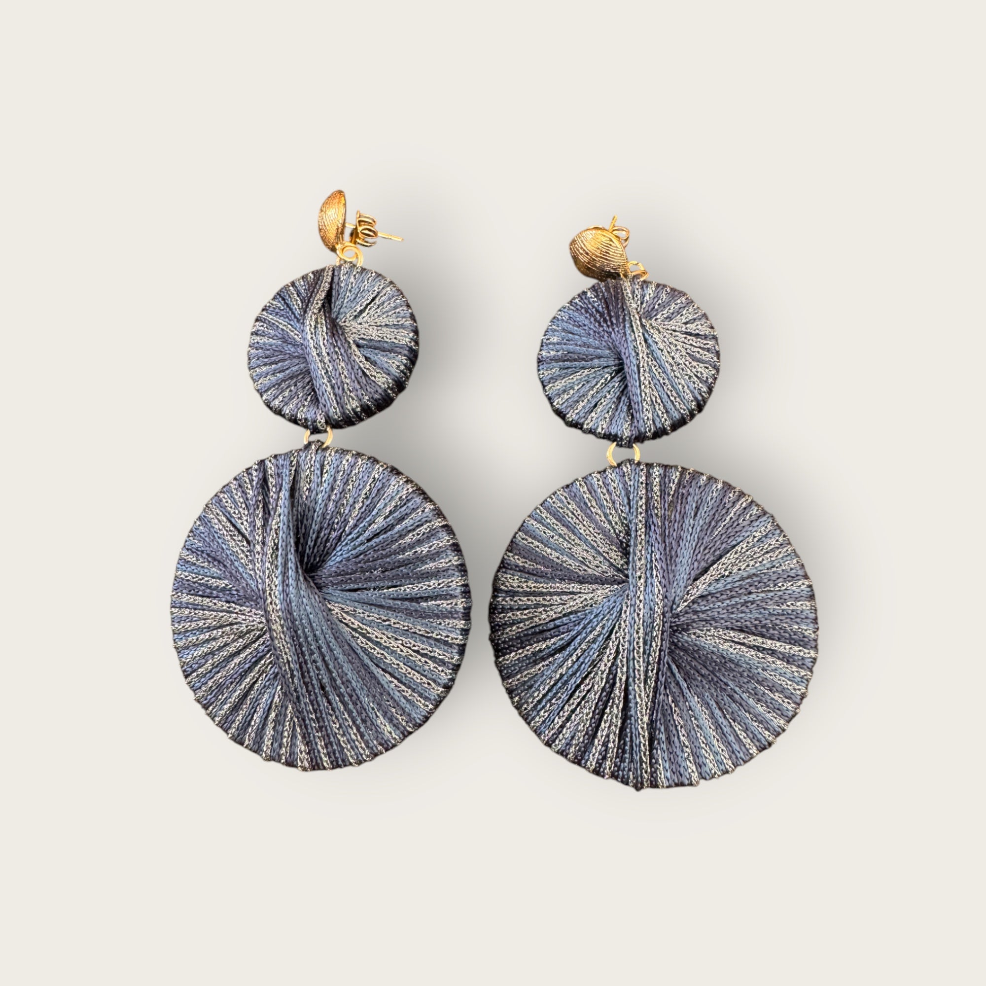 EFFET BIJOUX - Boucles d'oreilles en passementerie - ATHENA - BLEU MARINE
