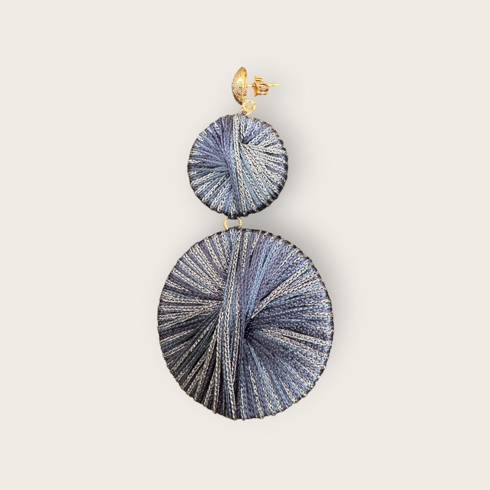 EFFET BIJOUX - Boucles d'oreilles en passementerie - ATHENA - BLEU MARINE