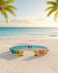 GAS BIJOUX - BRACELET SARINA BIS - ACETATE BLEU TRANSLUCIDE ET FILS DE SOIE FLUO