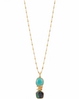 GAS BIJOUX - SAUTOIR SIRENA 2.0 DORÉ - AMAZONITE ET RUBIS-ZOISITE