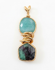 GAS BIJOUX - SAUTOIR SIRENA 2.0 DORÉ - AMAZONITE ET RUBIS-ZOISITE