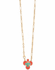 GAS BIJOUX - COLLIER MIRAGE TREFLE DORÉ - EMAIL ORANGE ET TURQUOISE