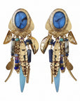 GAS BIJOUX - BOUCLES D'OREILLES BALANDRA TIGES DROITES DORÉES ET BLEUES