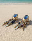 GAS BIJOUX - BOUCLES D'OREILLES BALANDRA TIGES DROITES DORÉES ET BLEUES
