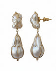 GAS BIJOUX - BOUCLES D'OREILLES BIWA DOUBLE DORÉES TIGES DROITES