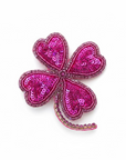 BY THELMA ET NINA - BROCHE TREFLE EN FAVEUR DU CANCER DU SEIN