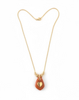GAS BIJOUX - COLLIER GALET DORÉ - CORNALINE