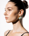 GAS BIJOUX - BOUCLES D'OREILLES SERTI TALISMAN DORÉES - AMAZONITE