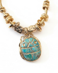 GAS BIJOUX - COLLIER BIA SCARABEE DORE A L'OR FIN - TURQUOISE