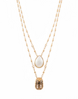 GAS BIJOUX - COLLIER SCAPULAIRE SERTI SCARABEE DORÉ