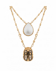 GAS BIJOUX - COLLIER SCAPULAIRE SERTI SCARABEE DORÉ