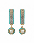 GAS BIJOUX - BOUCLES D'OREILLES FLORIA DORÉES STRASS - TURQUOISE