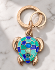 GAS BIIJOUX - PORTE CLEFS TORTUE EMAILLÉE DORÉE