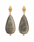 GAS BIJOUX - BOUCLES D'OREILLES SERTI GOUTTE MOYEN MODELE DORÉES - NACRE GRISE