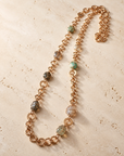 GAS BIJOUX - SAUTOIR SQUARE - QUARTZ - AMAZONITE - TURQUOISE - VESSONITE - PIERRES NATURELLES
