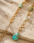 GAS BIJOUX - SAUTOIR SQUARE - QUARTZ - AMAZONITE - TURQUOISE - VESSONITE - PIERRES NATURELLES