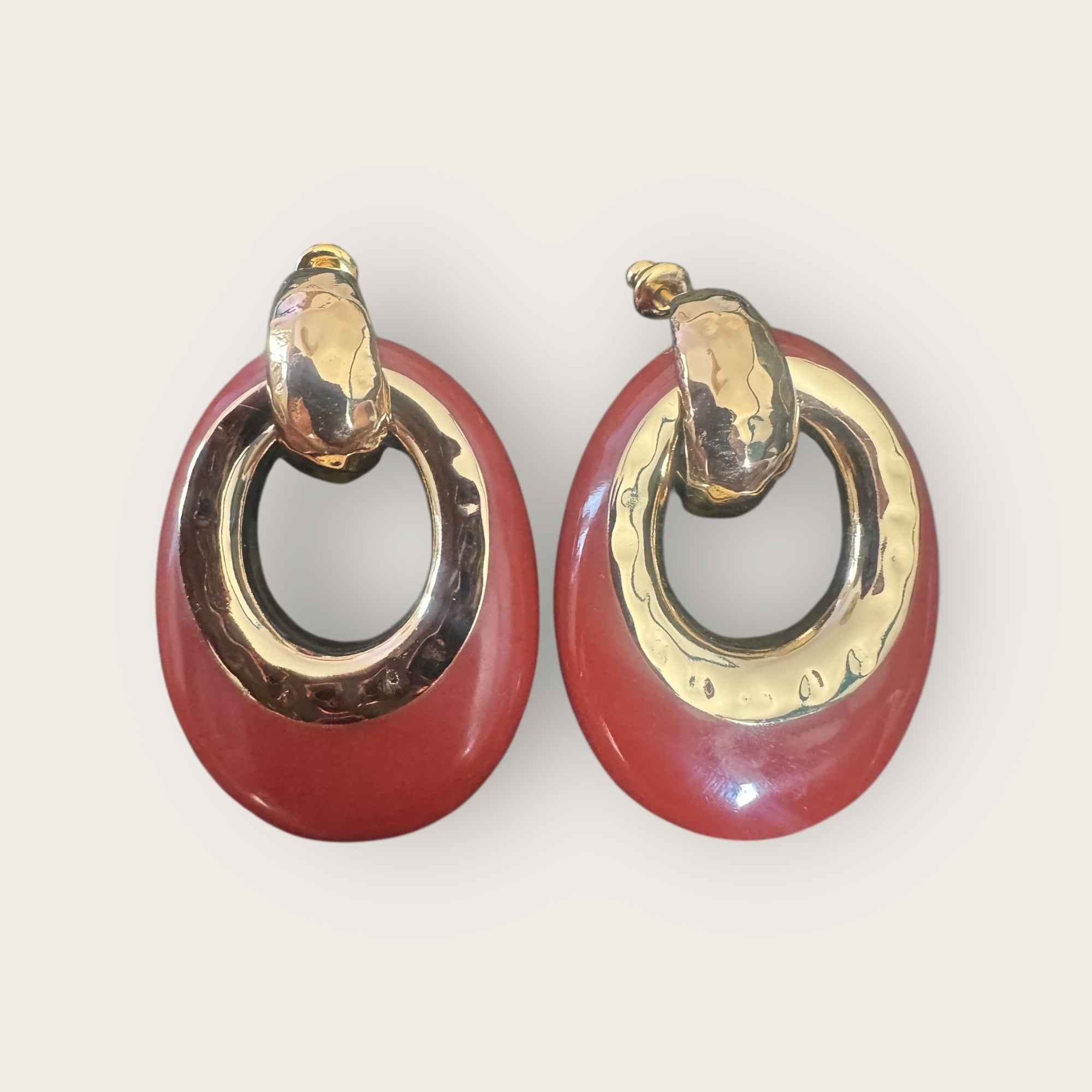 GAS BIJOUX - Boucles d’oreilles SELVA bordeaux dorées à l’or fin petit modèle