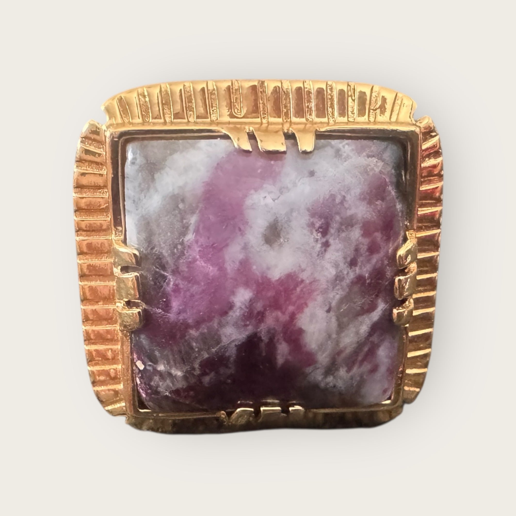 GAS BIJOUX - Bague ARTY BIS chevalière dorée à l’or fin - PIerre Lepidolite