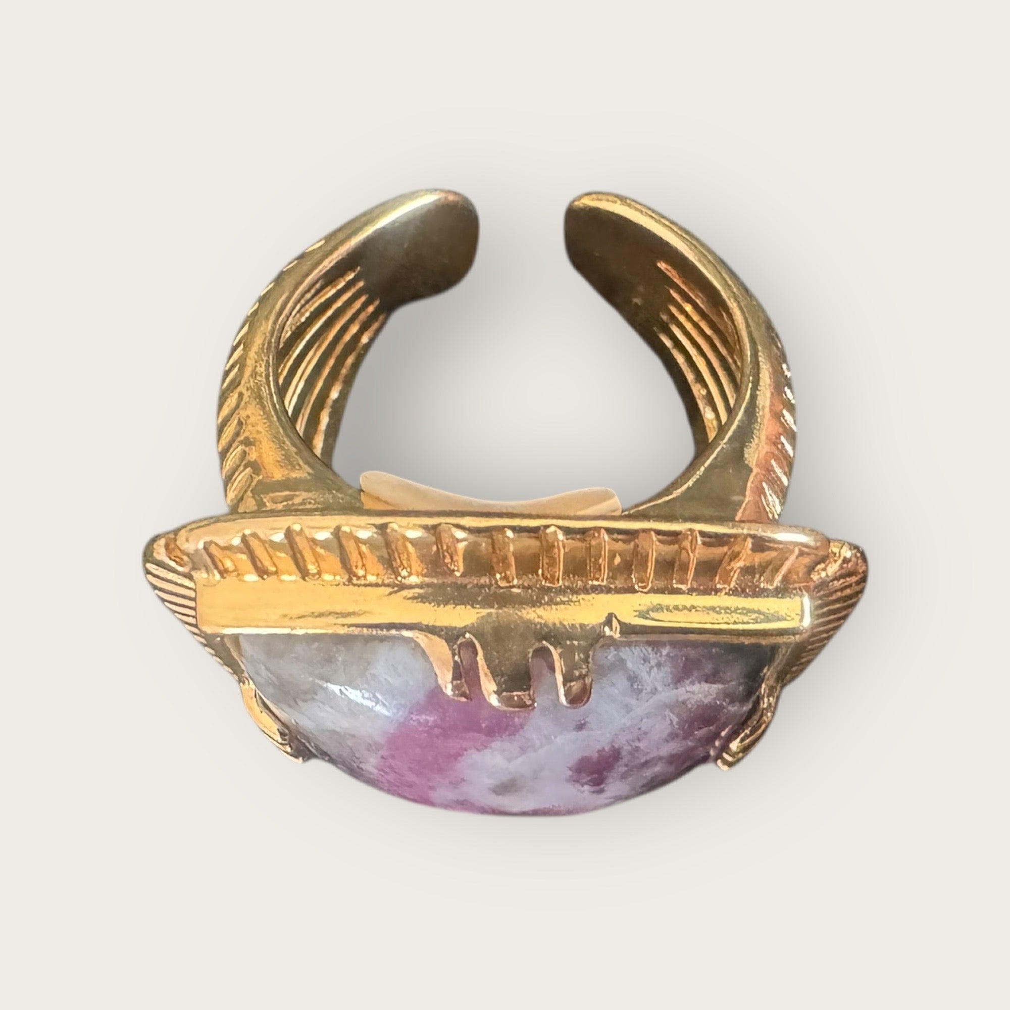 GAS BIJOUX - Bague ARTY BIS chevalière dorée à l’or fin - PIerre Lepidolite