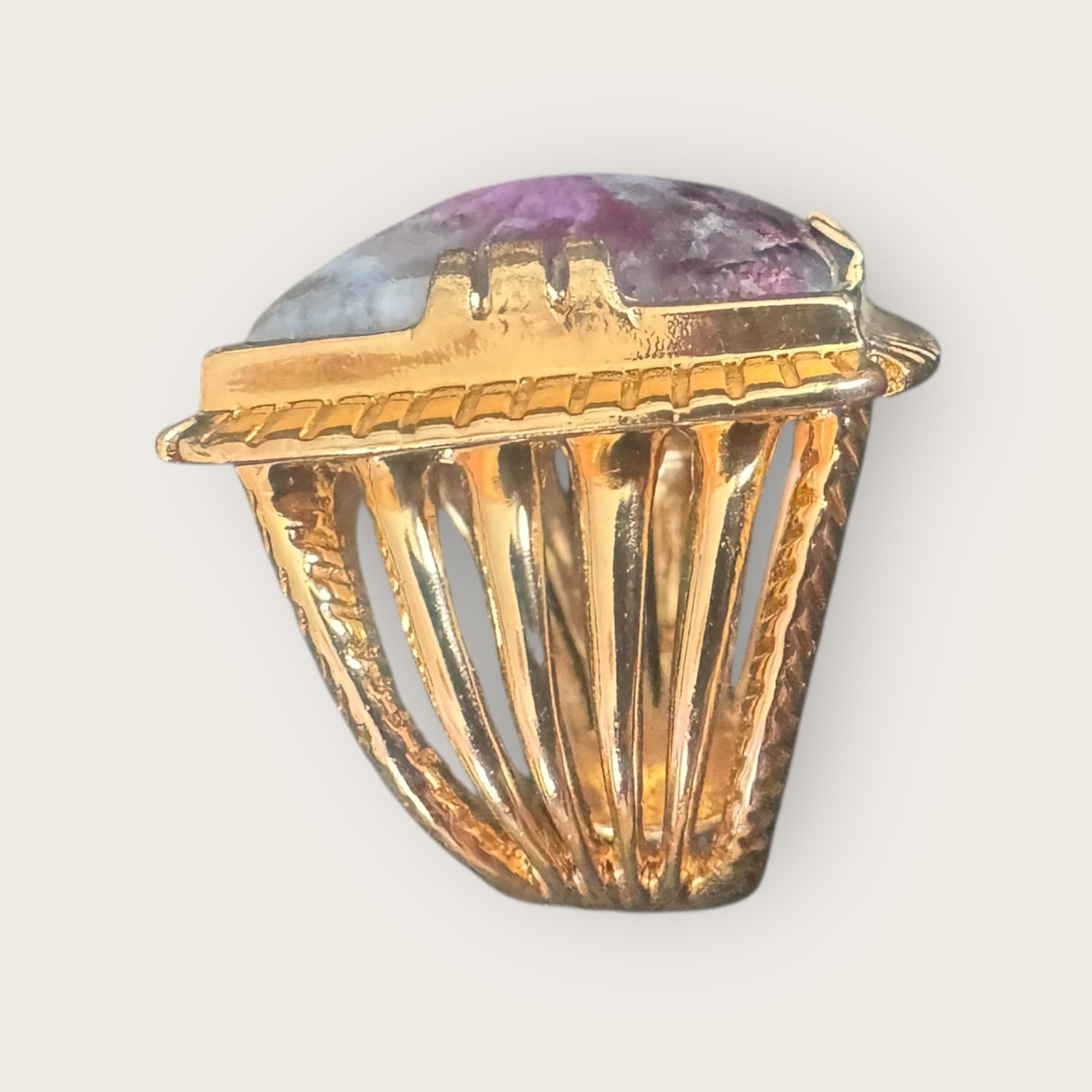 GAS BIJOUX - Bague ARTY BIS chevalière dorée à l’or fin - PIerre Lepidolite