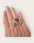 GAS BIJOUX - Bague ARTY BIS chevalière dorée à l’or fin - PIerre Lepidolite