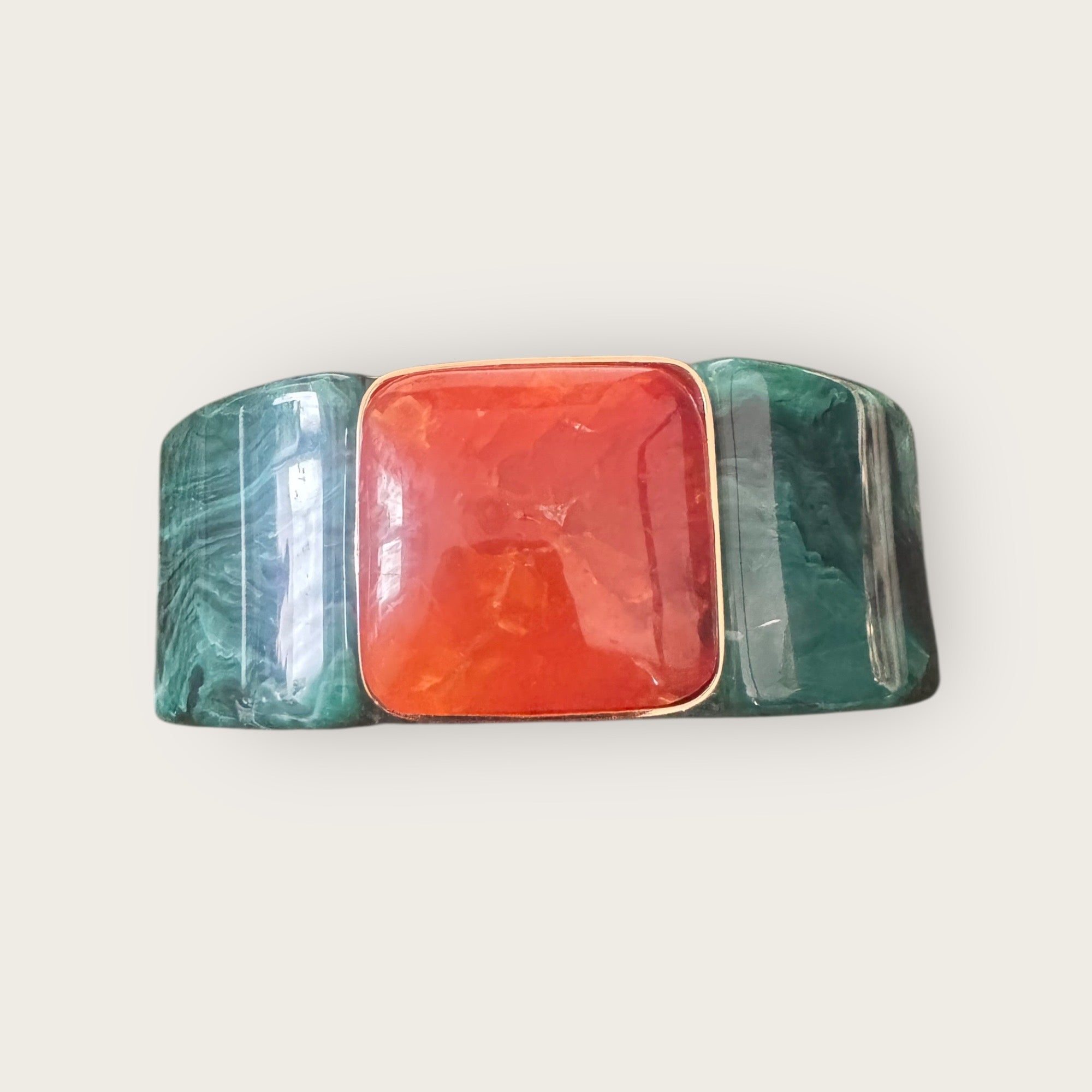 GAS BIJOUX - Bracelet ARTY acétate vert et pierre centrale en cornaline