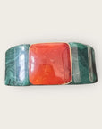 GAS BIJOUX - Bracelet ARTY acétate vert et pierre centrale en cornaline