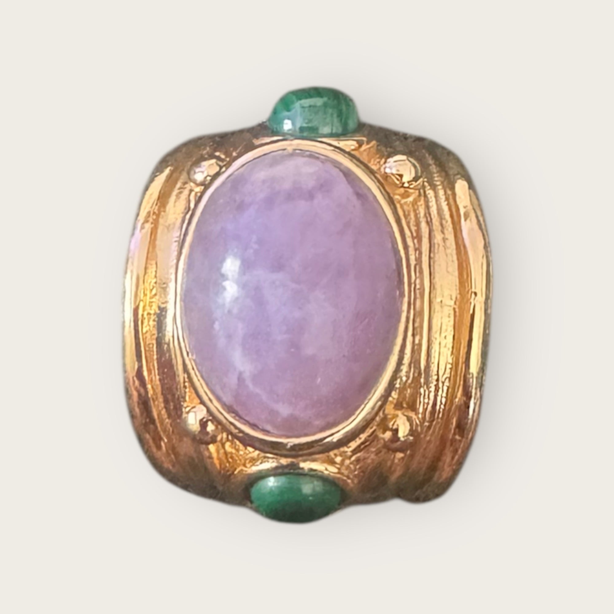 GAS BIJOUX - Bague SIMONE dorée à l’or fin - Améthyste et malachite - Taille L