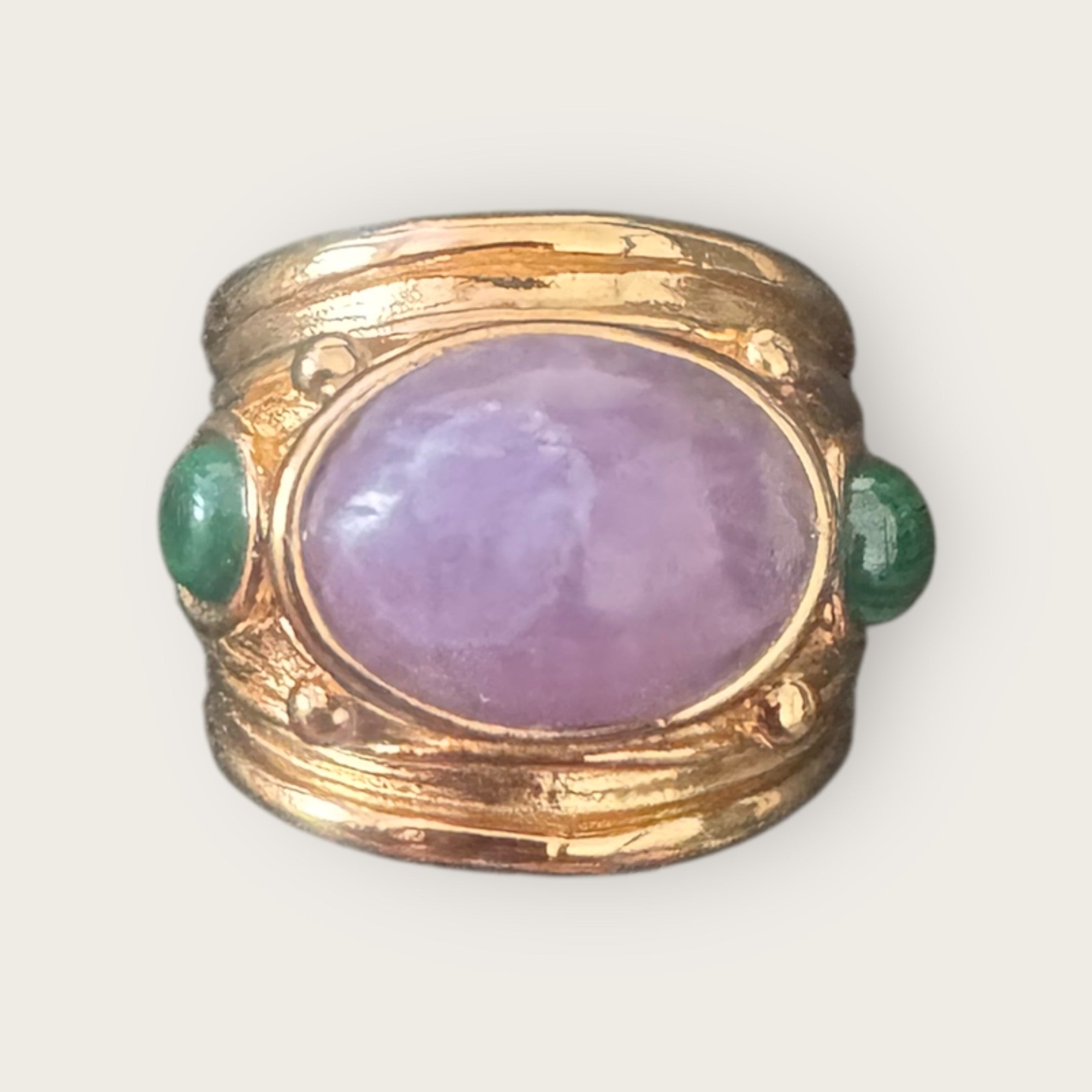 GAS BIJOUX - Bague SIMONE dorée à l’or fin - Améthyste et malachite - Taille L