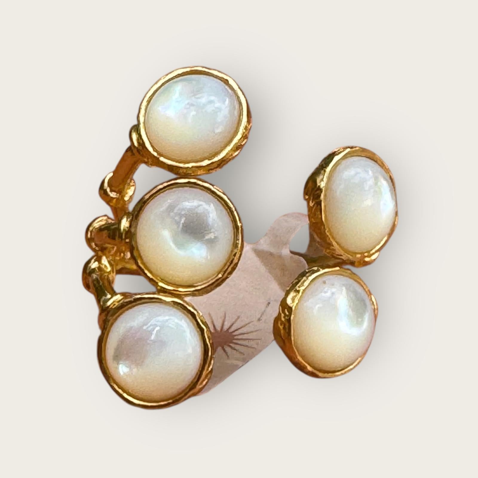 GAS BIJOUX - Bague duality dorée à l'or fin - Nacre