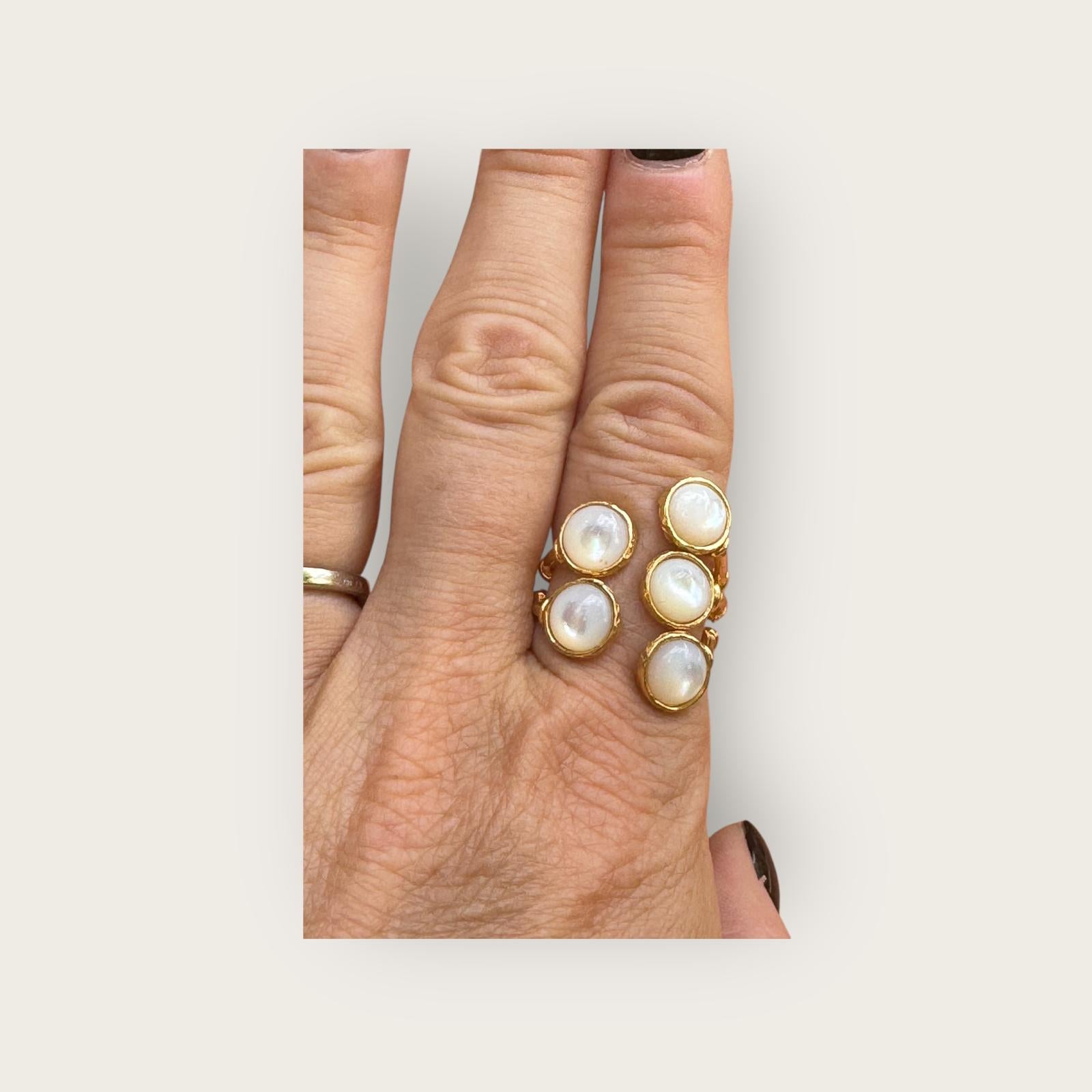 GAS BIJOUX - Bague duality dorée à l'or fin - Nacre