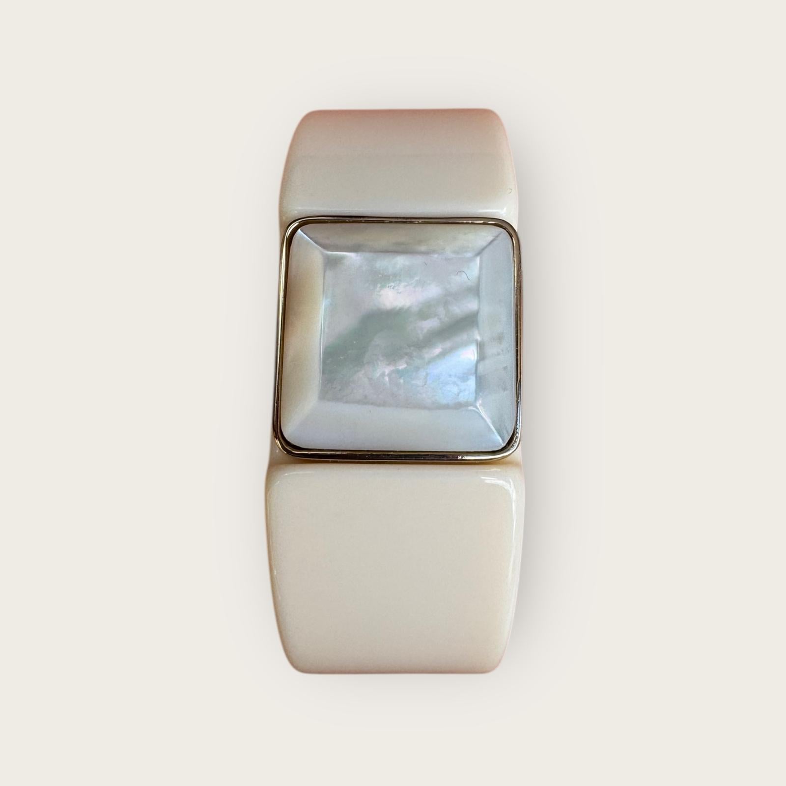 GAS BIJOUX - Bracelet Arty acétate beige - Nacre blanche
