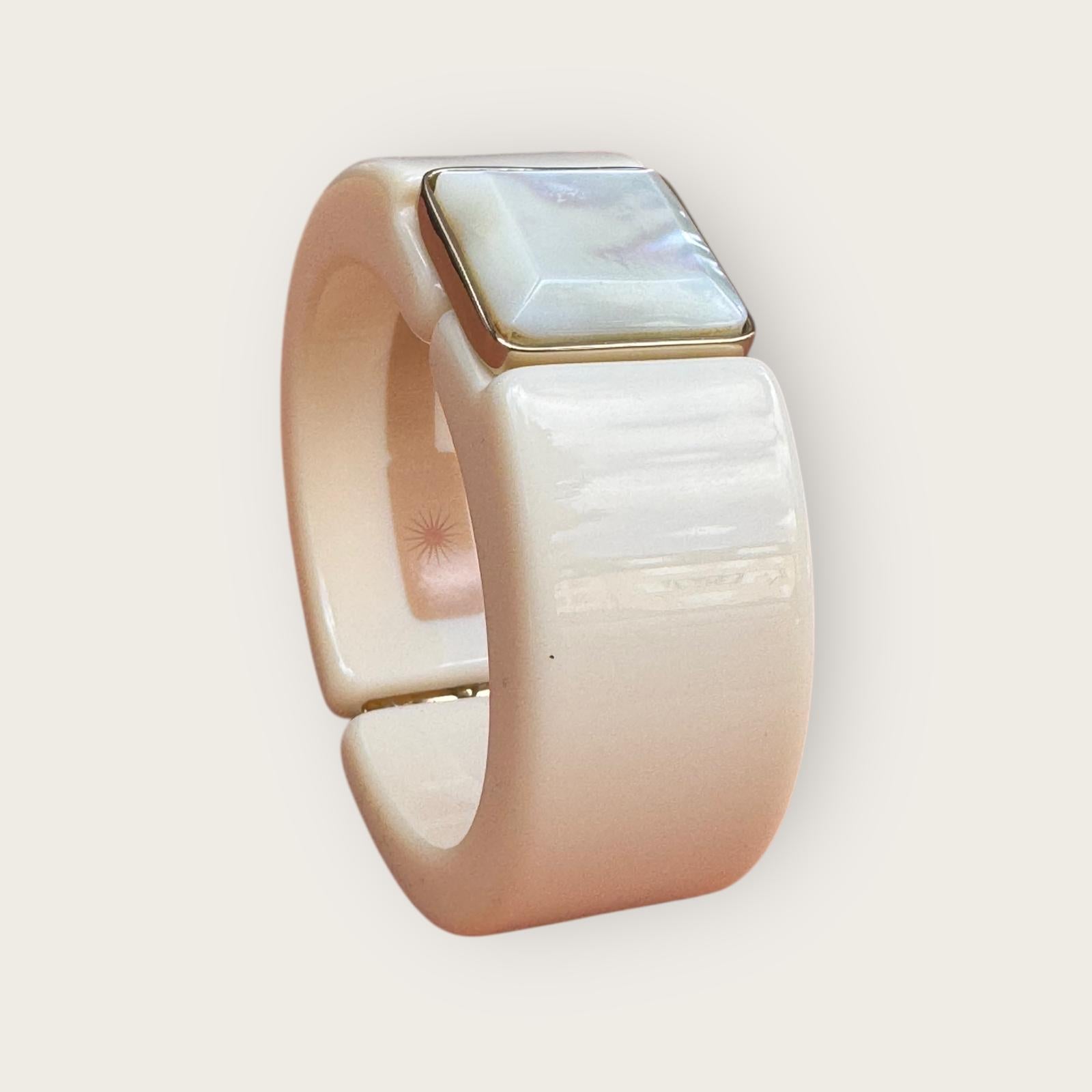 GAS BIJOUX - Bracelet Arty acétate beige - Nacre blanche