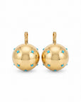GAS BIJOUX - BOUCLES D'OREILLES COMETE GRAND MODELE DORÉES - CRISTAUX TURQUOISE