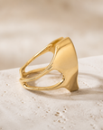 GAS BIJOUX - BAGUE MIRAGE DORÉE - ÉMAIL BEIGE - 3 TAILLES