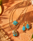 GAS BIJOUX - COLLIER SCAPULAIRE SERTI SCAPULAIRE DORÉ - EMAIL ET TURQUOISE