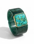 GAS BIJOUX - BRACELET ARTY ACETATE DORÉ - VERT ET TURQUOISE VERITABLE