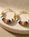 GAS BIJOUX - BOUCLES D'OREILLES CREOLES ALOHA DORÉES - ROSE- NOIRE - BEIGE