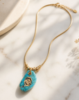 GAS BIJOUX - COLLIER GALET DORÉ - TURQUOISE VERITABLE