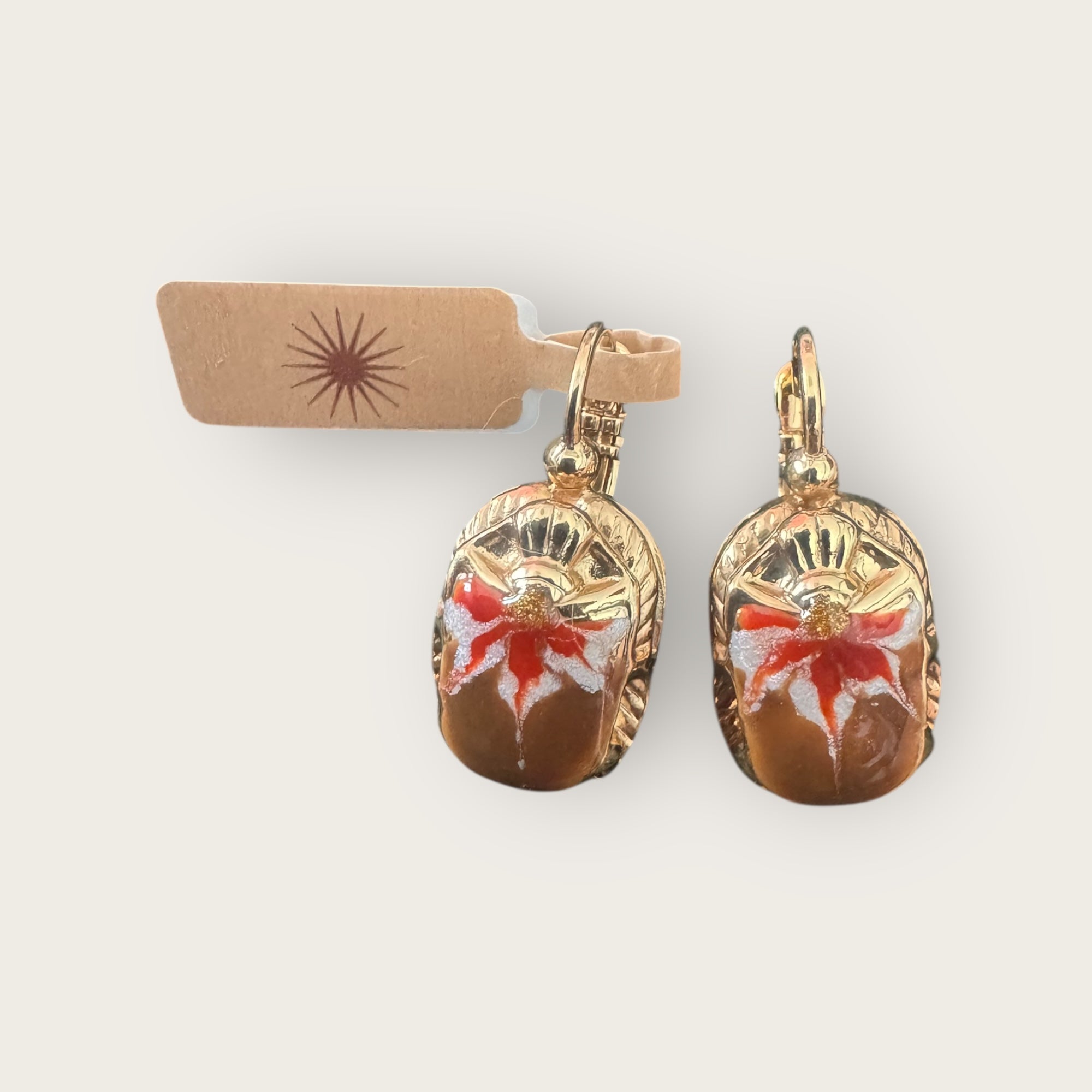 GAS BIJOUX - Boucles d'oreilles SCARAMOUCHE émail dorées à l'or fin