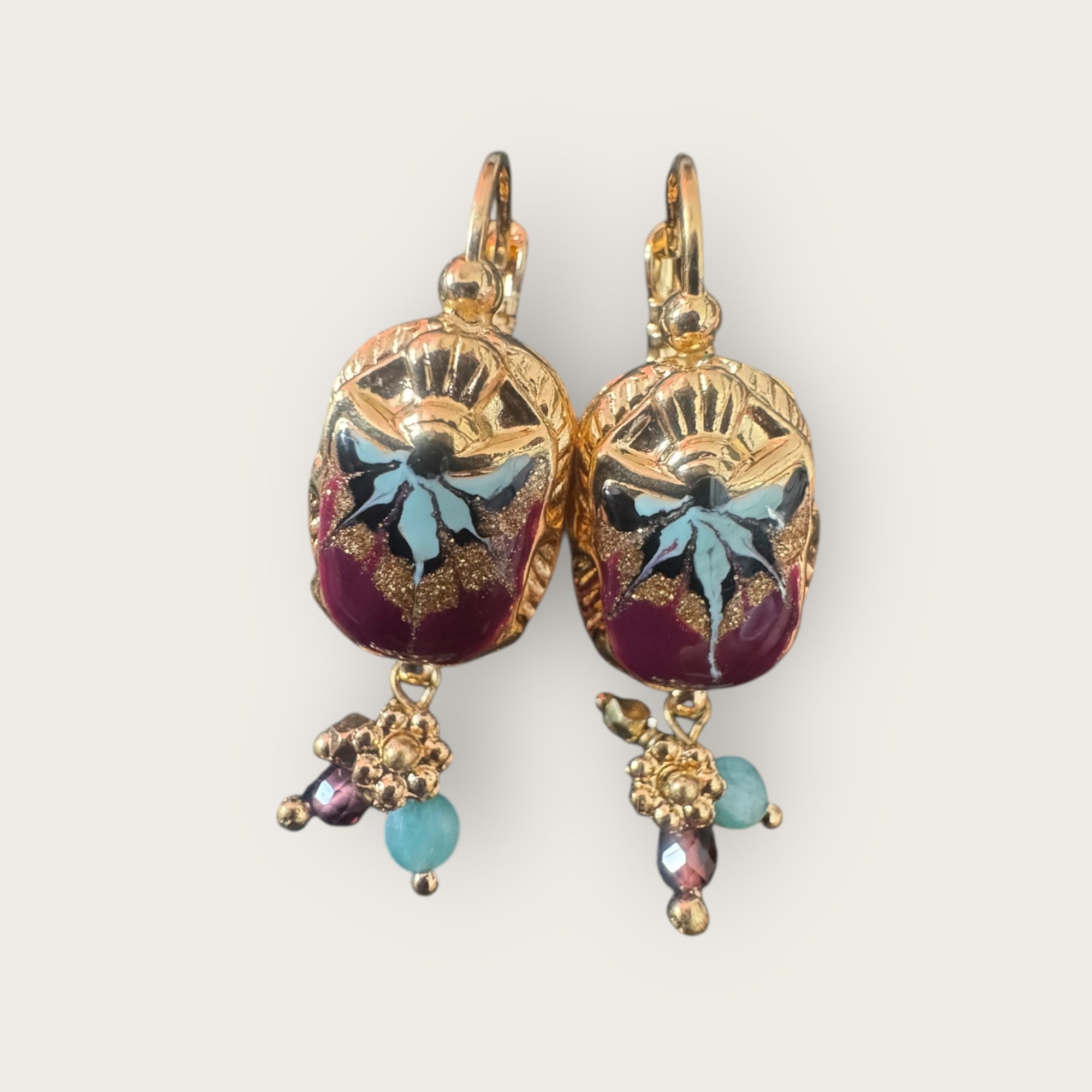 GAS BIJOUX - Boucles d'oreilles SCARAMOUCHE émail dorées à l'or fin