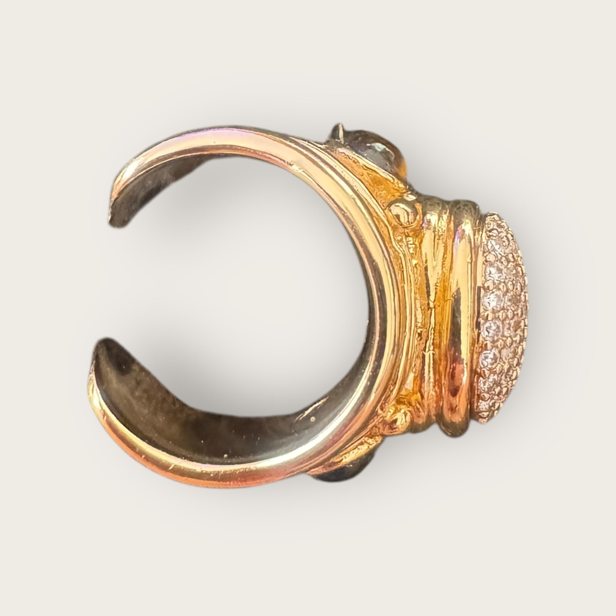 GAS BIJOUX - Bague SIMONE dorée - Zircon et oeil de tigre - Taille XL