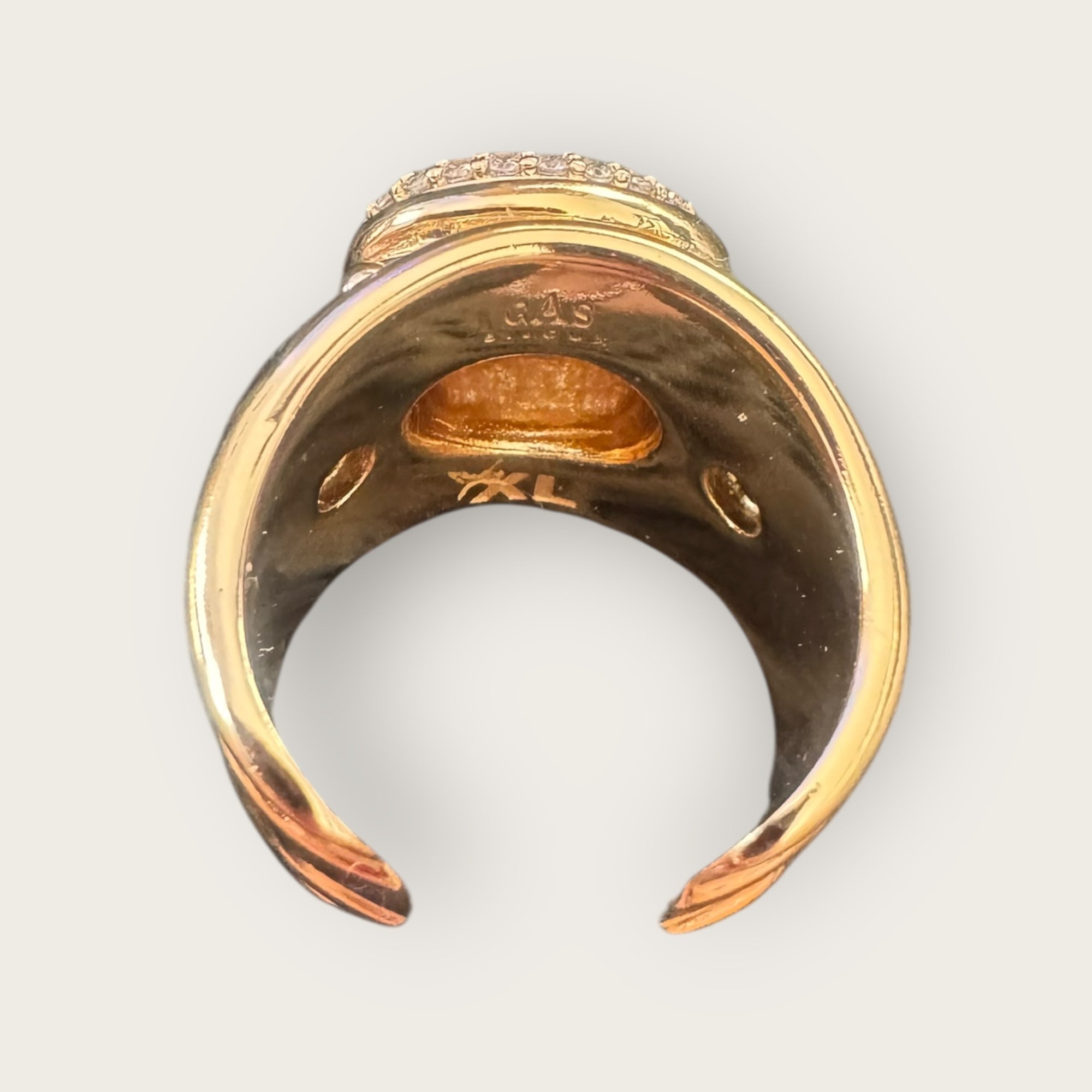 GAS BIJOUX - Bague SIMONE dorée - Zircon et oeil de tigre - Taille XL
