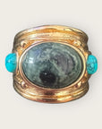 GAS BIJOUX - Bague SIMONE DORÉE - Jaspe Kambala et turquoise - TAILLE L