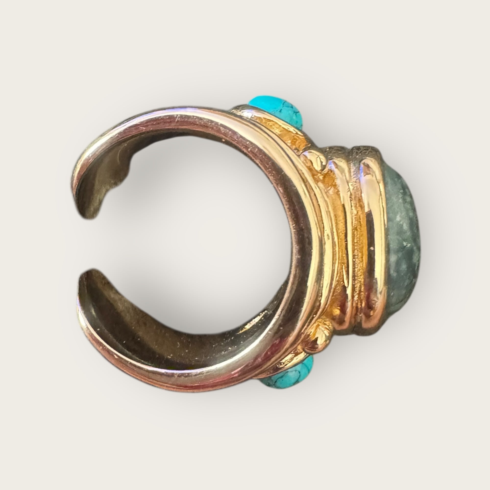 GAS BIJOUX - Bague SIMONE DORÉE - Jaspe Kambala et turquoise - TAILLE L