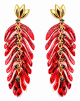 GAS BIJOUX - BOUCLES D'OREILLES CAVALLO dorées à l'or fin - Acétate rouge - RARE