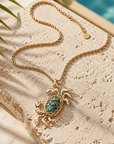 GAS BIJOUX - COLLIER KARAKOS DORÉ - PIERRE EN TURQUOISE MATRICE