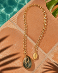 GAS BIJOUX - COLLIER BILLY DORÉ - PIERRE APATITE BLEUE / VERTE