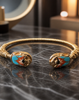 GAS BIJOUX - BRACELET DUALITY TORSADÉ DORÉ GRAND SCARABÉE ÉMAILLÉ