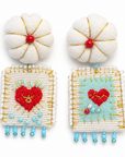 COLLECTION TOPAZE - BOUCLES D'OREILLES " FLEUR DE COTON ET COEUR "